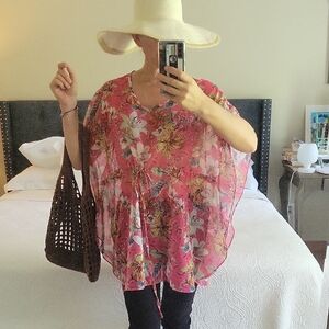 Chic Floral Pink Tunic Top